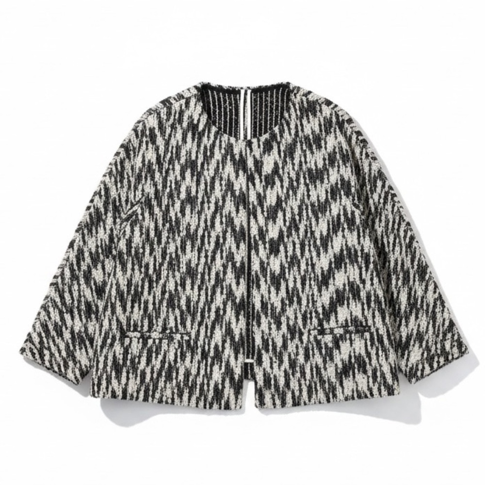 NWOT By Malene Birger Black & white Textured Jacket EU 44 US 14 Chic Minimalist